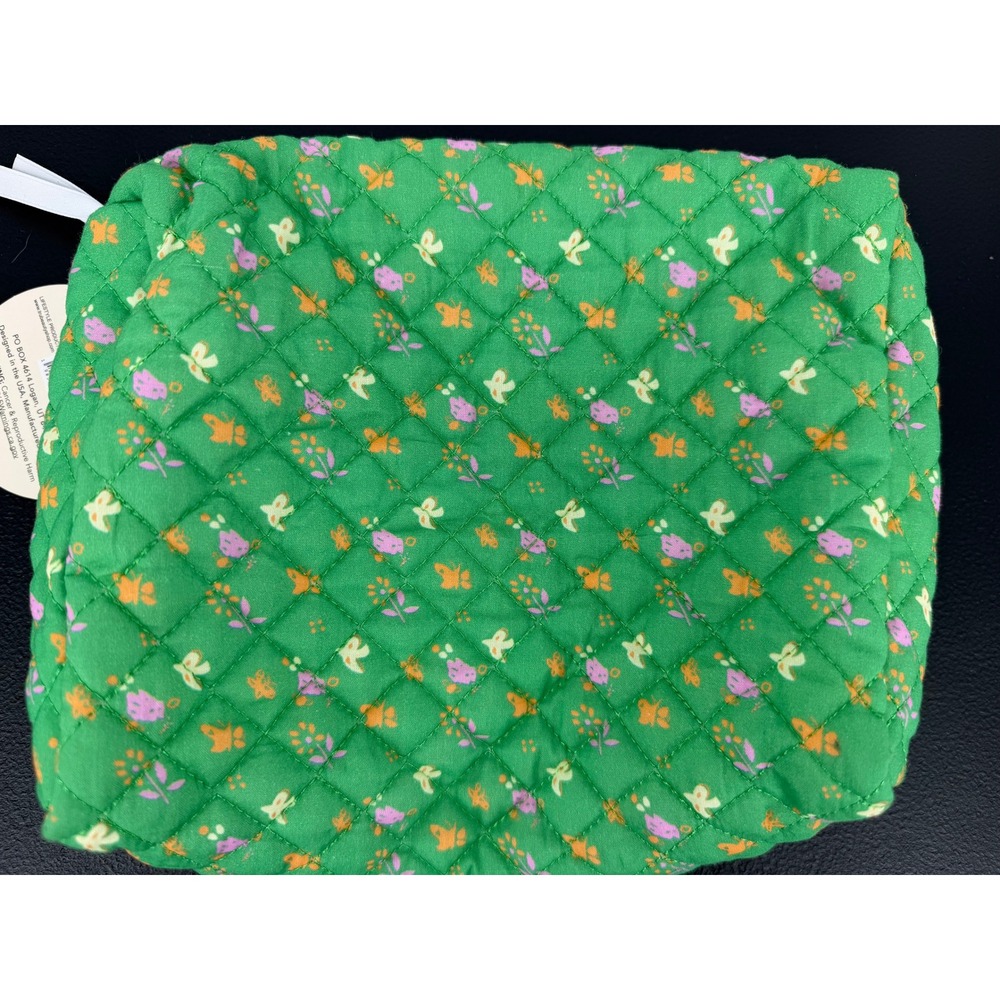 NWT Green With Floral Print Cosmetic Bag - Picture 3 of 5